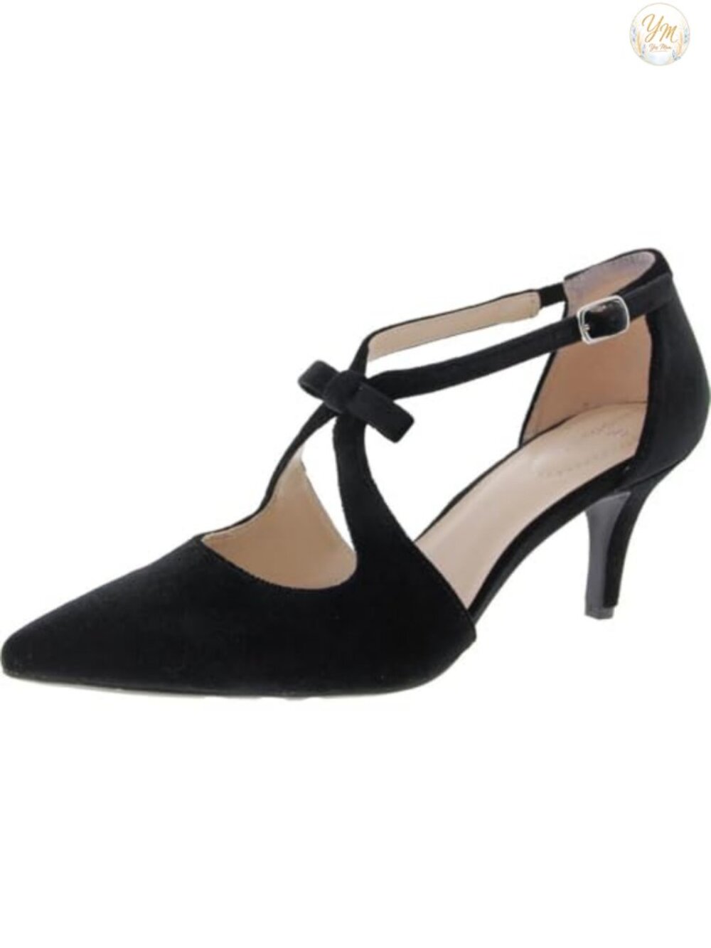 Womens Kitten Heel Pointed Toe Pump with Bow Detail